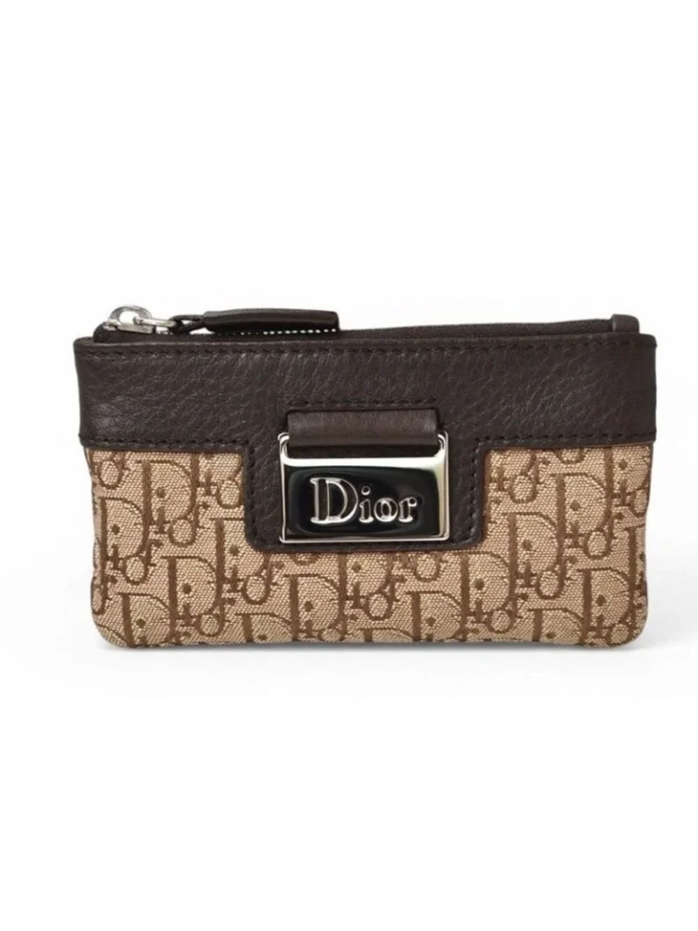 Dior Key Pouch Coin Case Street Chic Beige Brown